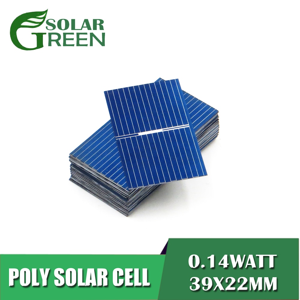 100 stks/partij Zonnepaneel China Painel Cellen DIY Oplader Polykristallijn Silicium Placa Solar Bord 39x22mm 0.5V 0.14W