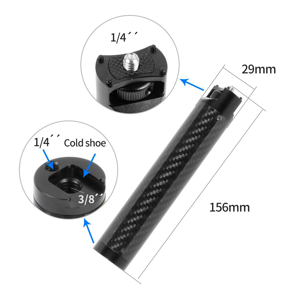 BGNING-empuñadura con soporte de zapata fría 1/4 3/8 para ZHIYUN WEEBILL S WEEBILL LAB Gimbal, agarre de mano para micrófono de Monitor: Carbon Fiber Handle