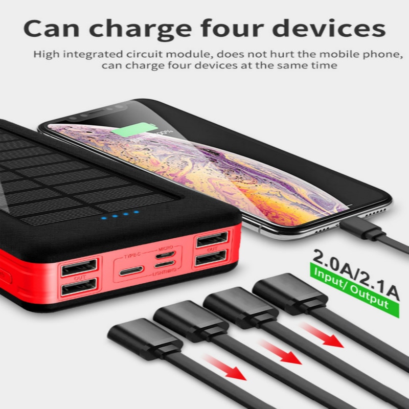 Solar Power Bank 99000mAh Large Capacity Portable Charger For Samsung Xiaomi Iphone LED PowerBank 4USB Outdoor Fast Charging