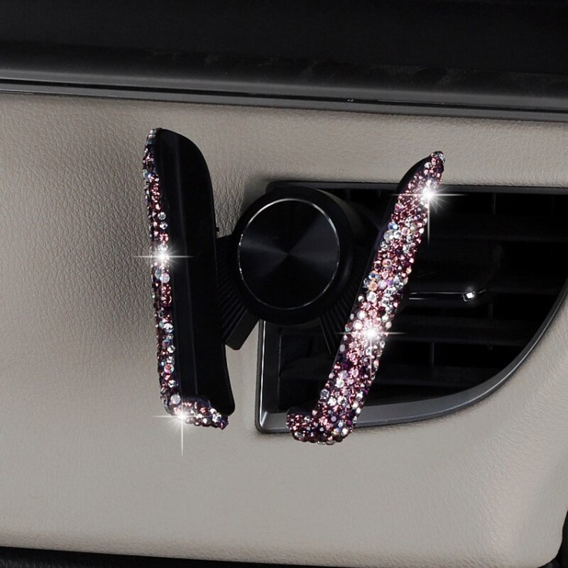 Universele Auto Telefoon Houder Kristal Strass Auto Air Vent Beugel Clip Mobiele Telefoon Houder Voor Iphone Auto Stand Mobiele Telefoon holde: purple