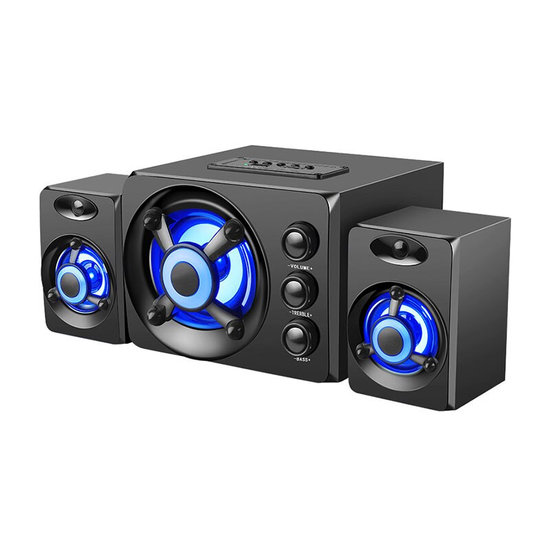 NJSJ Computer Speakers with Subwoofer 2.1 Powered Sound System, Cool Colorful LED, Multimedia Speaker with Line-in USB