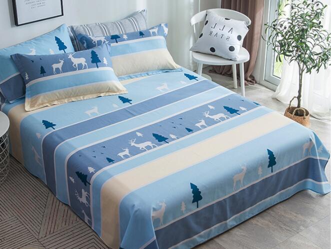boy room bed sheet ,180cmx230cm cotton boy bed sheet,cotton strip cotton bed sheet: Blue