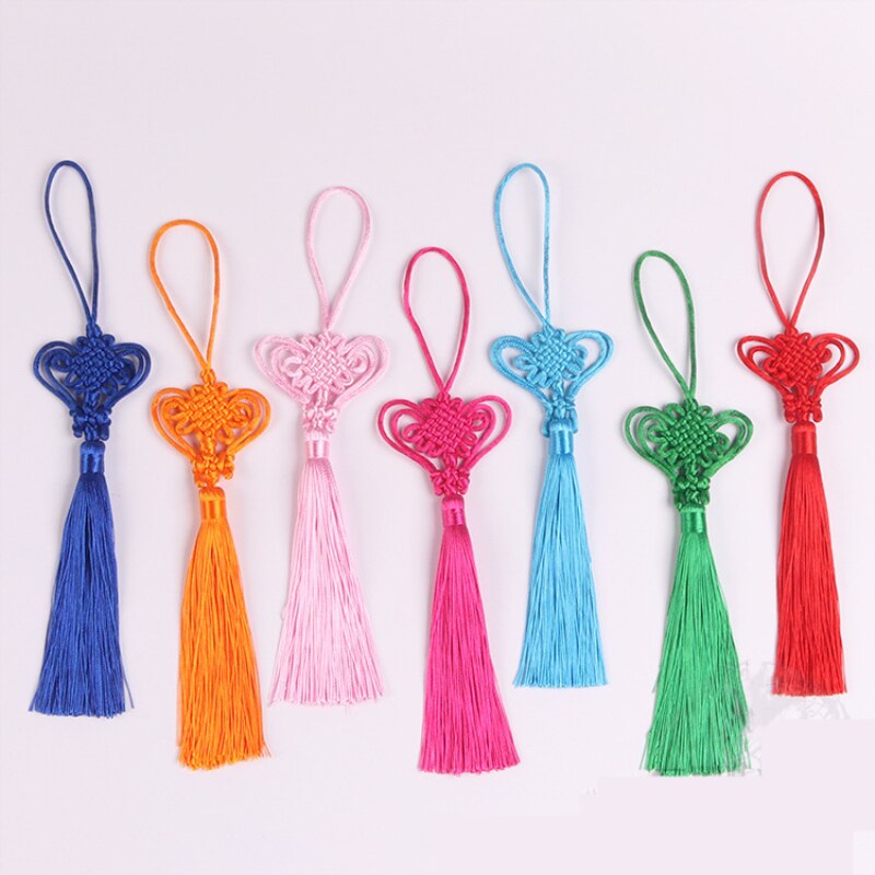 10PCS Love Heart Chinese Knot Tassels DIY Pendant Jewelry Home Textile Curtain Garment Sewing Macrame Decoration Craft Tassels