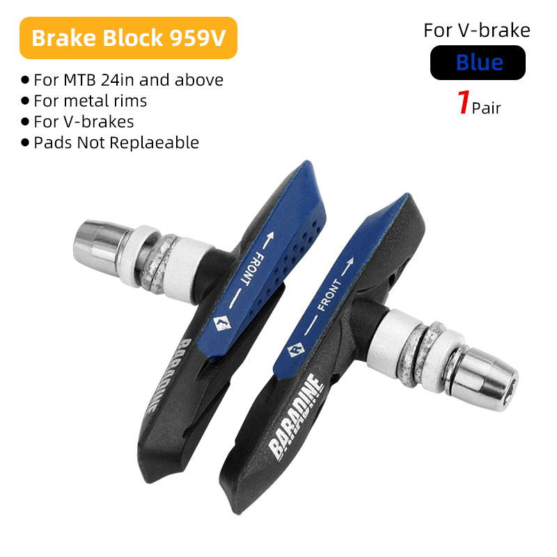 Baradine 959V 73mm MTB V-Brake Pads Mechanical Linear Pull Brakes Dual Compound Bicycle Brake Blocks All-Weather use: Yellow