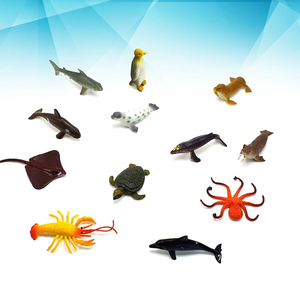 12Pcs Kognitiven Realistische Lebendige Lebensechte Ozean Tier Figuren Spielset für Kinder: Default Title
