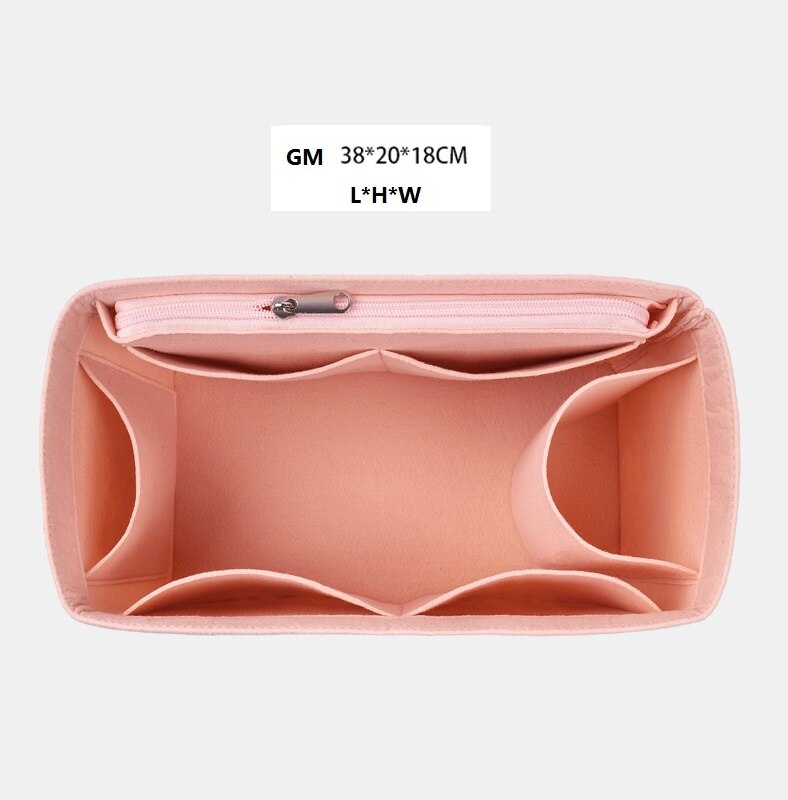 Fits for NEVERFULL PM MM GM Tote Felt Cloth Insert Bag Organizer Makeup Handbag Organizer Travel Inner Mommy Cosmetic Bags: pink for GM