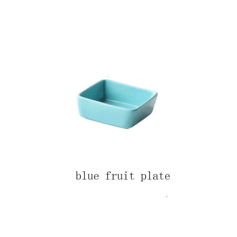 Ceramic Dessert Nut Snacks Plate Bamboo Wood Tray Multi Grid Dessert Plates Multifunction Foods Classify Snack Dishes: blue