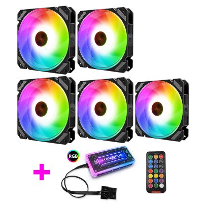 5V Rgb Fan 12Cm Voor Computer Case/Normale Of Music Control Ondersteuning Mobo 5V Aura Sync licht Ritme Stijl: 5 Fans Kit(Normal)