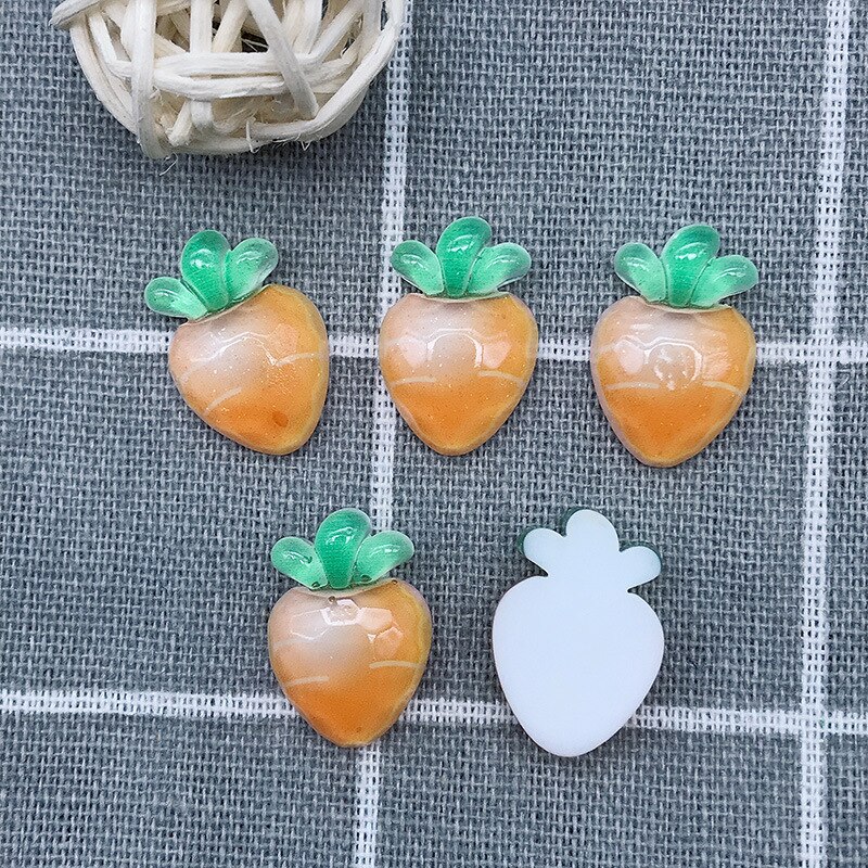 10 sztuk owoce półpłaskie kaboszony z żywicy Scrapbooking robić kokardki robić włosów centrum przypadku telefonu ozdoby Flatback DIY akcesoria: marchewka