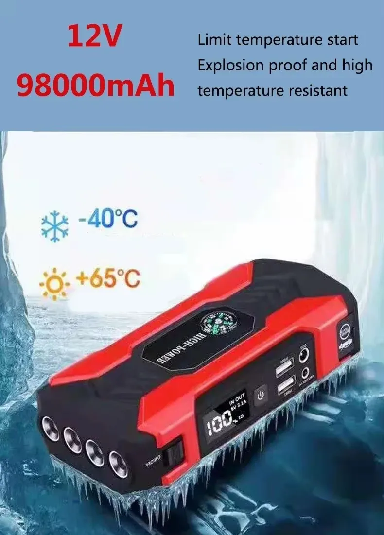 Bil jump starter start enhed batteri power bank 12 v 98000 mah jumpstarter auto buster nødforstærker bil oplader start start