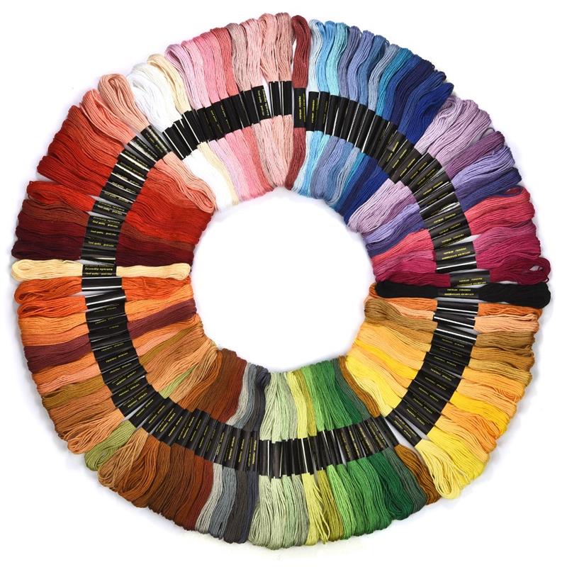 Multicolor Cross Stitch Threads Embroidery Thread Floss Skein Kit DIY Sewing Tool 50/100/150/200 Random Colors