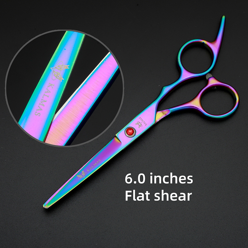 Kalmas kappersschaar set 6.0, kappersschaar set voor het knippen en uitdunnen van haar, salongereedschap: Zwart