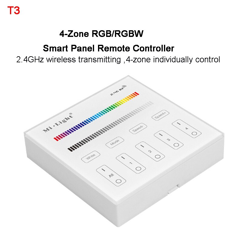 Miboxer-fita de led rgb/rgbw, com regulador de intensidade luminosa em 4 zona, 2.4g, wi-fi, ibox 1