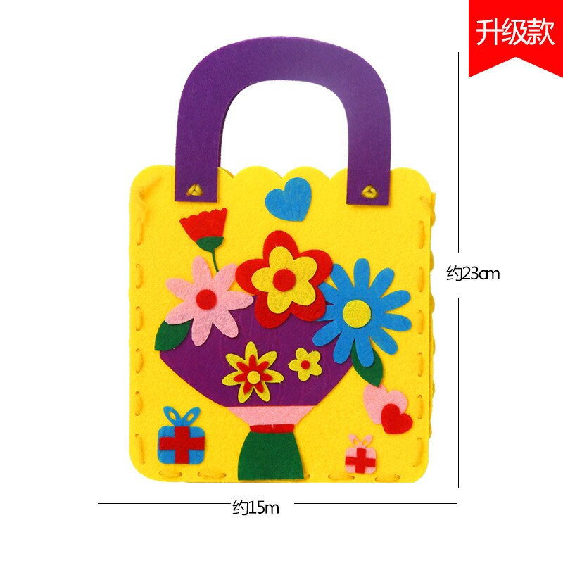 Bolsa de tela con dibujos animados para niños, bolso de mano para guardería, hecho a mano, Material de producción , paquete artesanal: 3