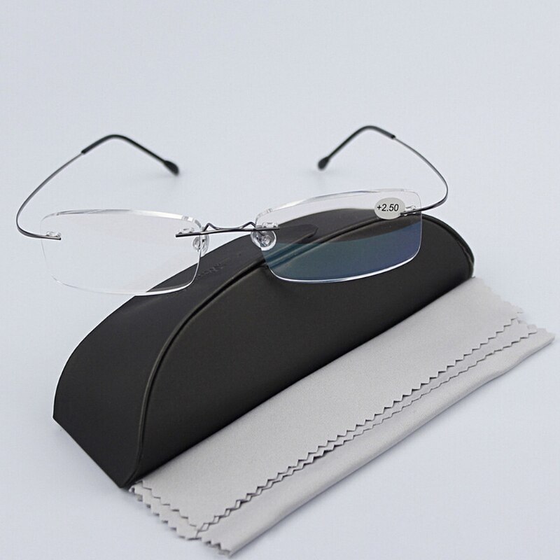 Lesebrille Ultraleicht Titan Randlose Rechteckige Brille Brillen