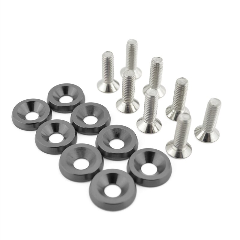 runmade 8pcs/lot Billet Aluminum Fender Bumper Washers Bolt Engine Bay Dress Up Kit 6 Colors: Gray