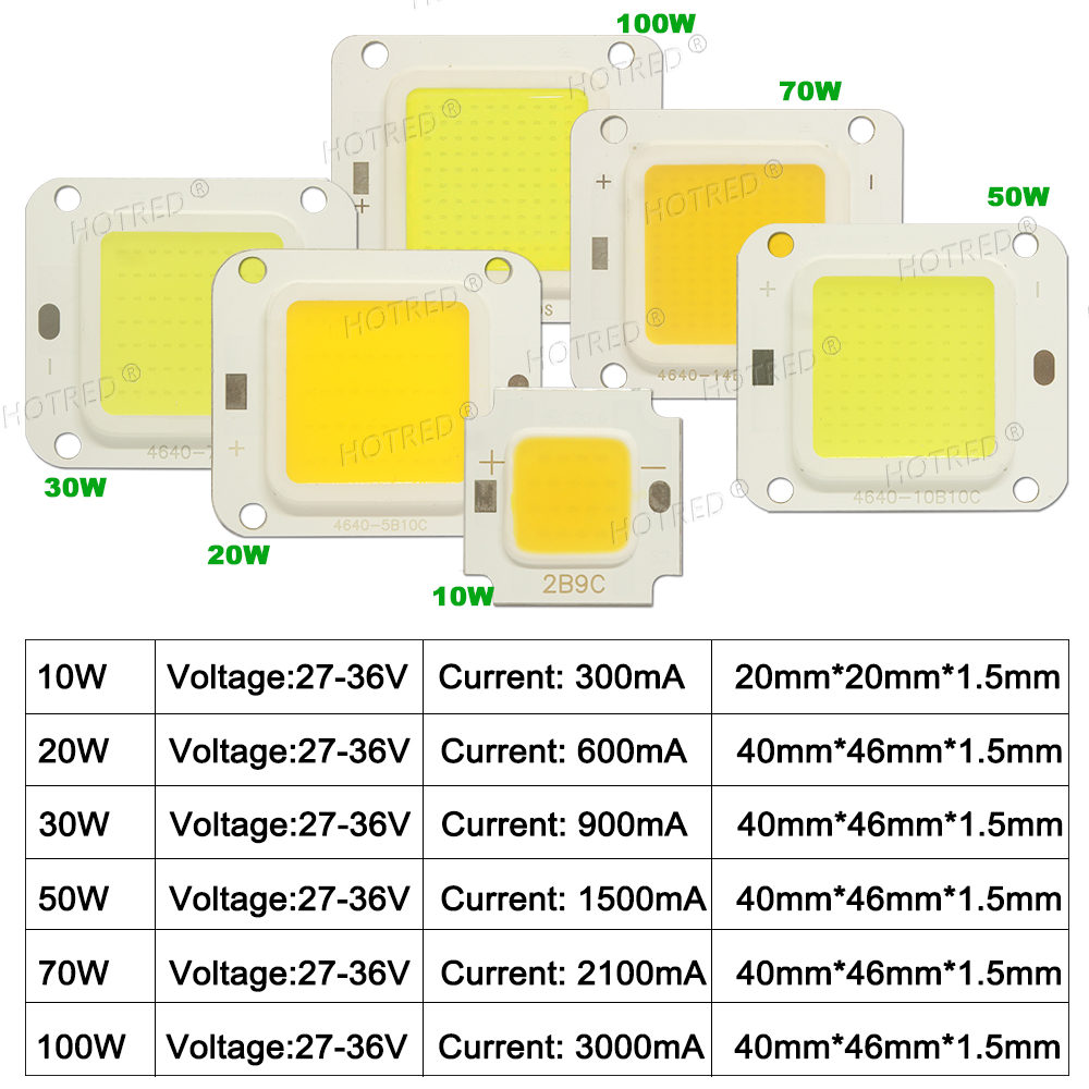 LED COB Chip 10W 20W 30W 50W 70W 100W DC30V 36V Backlight Diode Cold Warm White Street Lamp Matrix For DIY Flood Light Bulbs