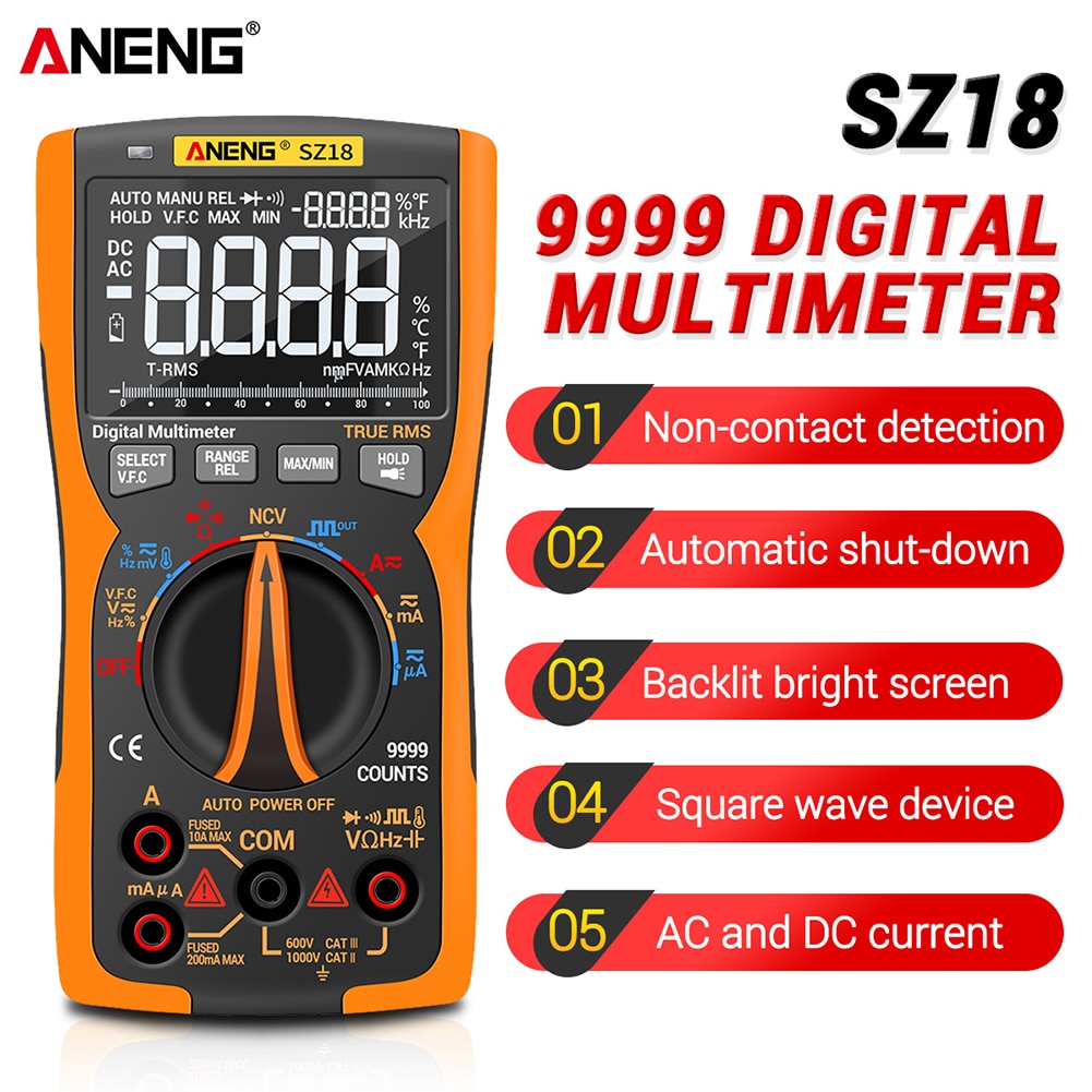 9999 Counts True RMS Automatic Range Voltage Meter ANENG SZ18 Digital Multimeter Tester Meter Capacitance Meter