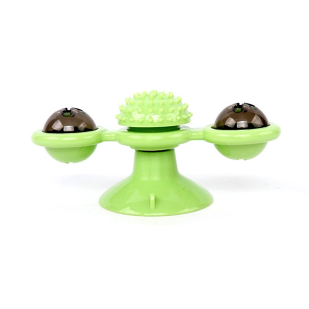 Pet Toy Interactive Cat Puzzle Training Rotary Table Ball Mill Rotating Cat Toys Cat Games Cat Supplies Cat windmill: A green