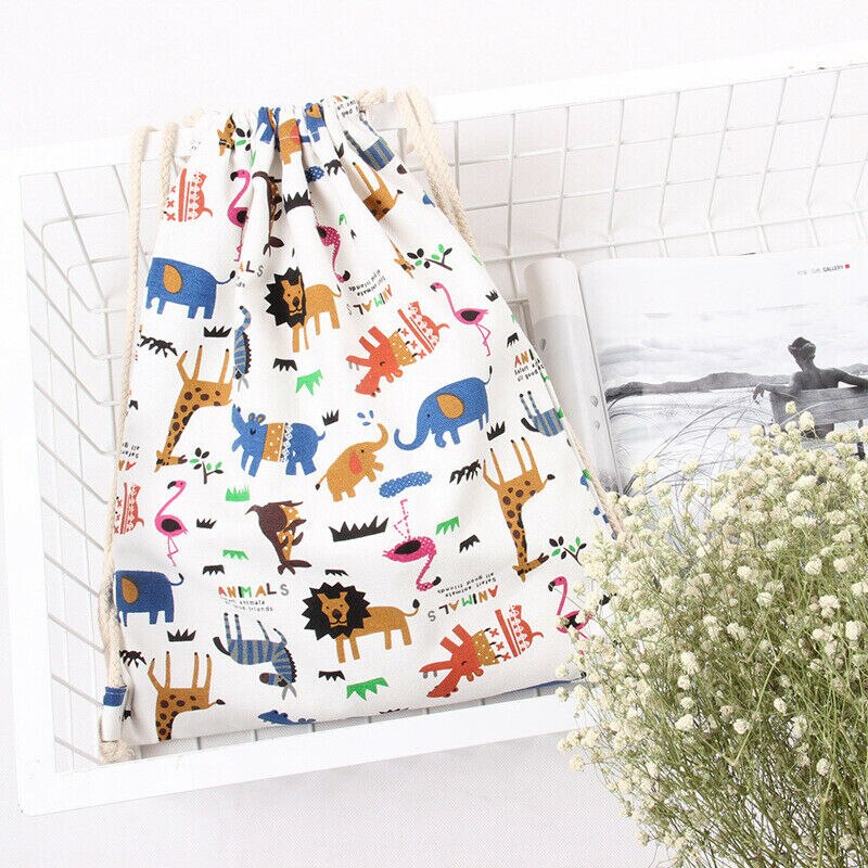 Dames meisjes dierenprint canvas trekkoord schouder messenger rugzak tas grote maat