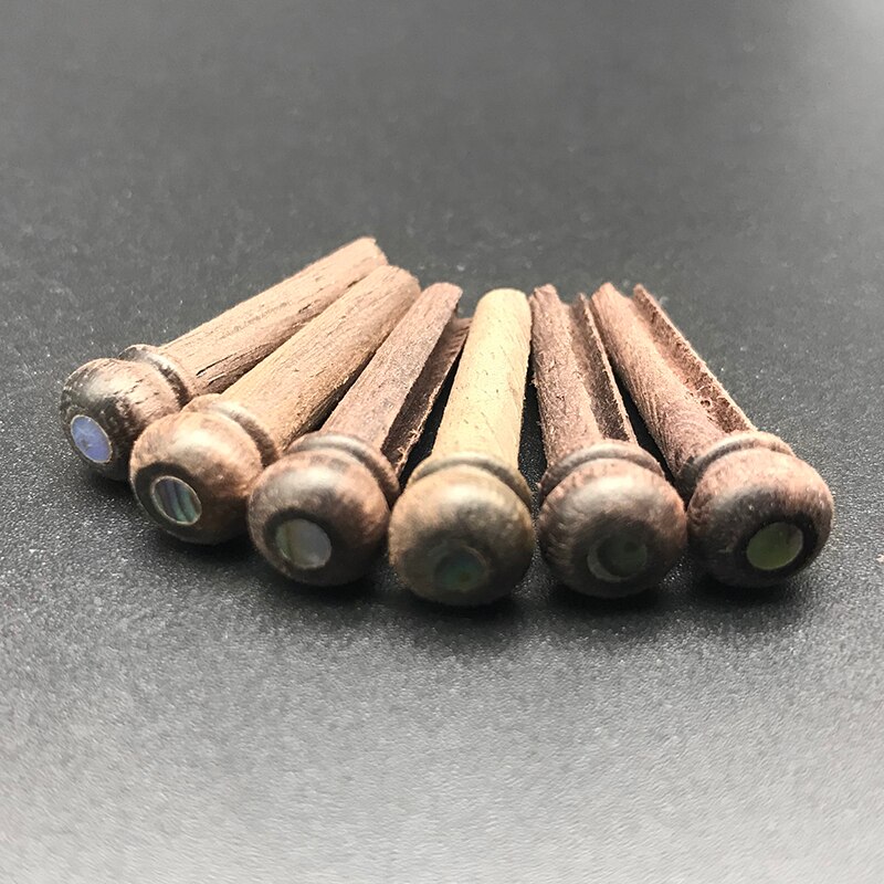 6Pcs Bone Guitar Bridge Pins Ebony Bone Rosewood Bridge Pin for Acoustic Guitar with Pearl Shell Brass Circle Guitar Accessories: Rosewood