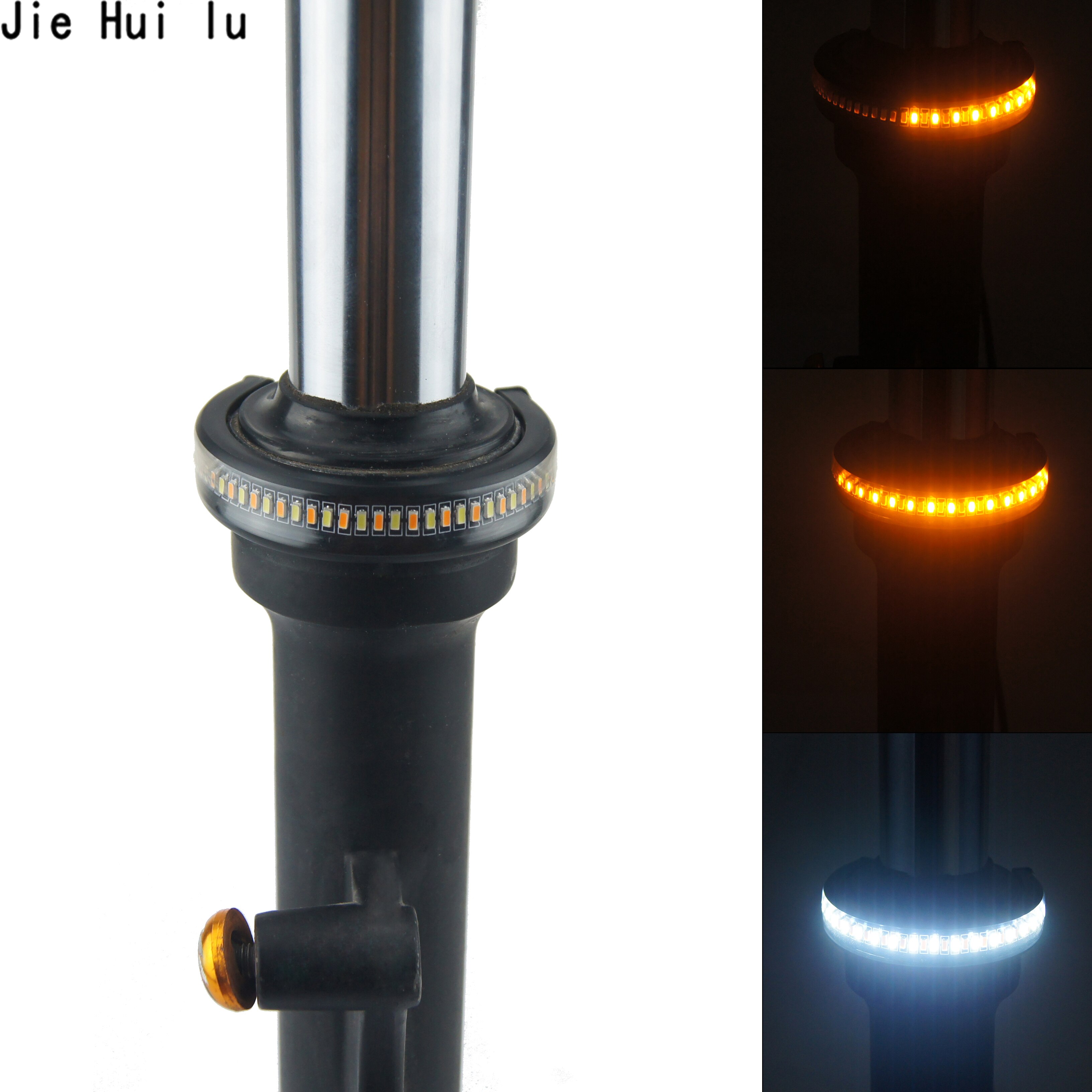 1pc universal led motorcykel blinkers &amp; drl bärnstensvit moto blixtring gaffelremsa lampa blinkande blinker 12v