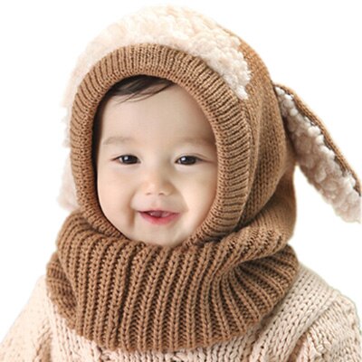 Winter Baby Hat Nek Warmer Joint Kids Kinderen Hond Caps voor Jongens Meisjes Haak Gebreide Beanie Hoeden Baby Peuter Mode: Brown