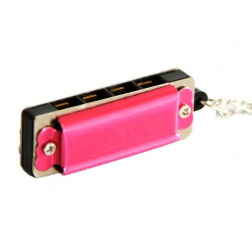 8 Tone 4 Hole Mini Harmony Pendant Small Harmonica Playable Songs Children's Musical Instruments Student Pendant: Rose Red