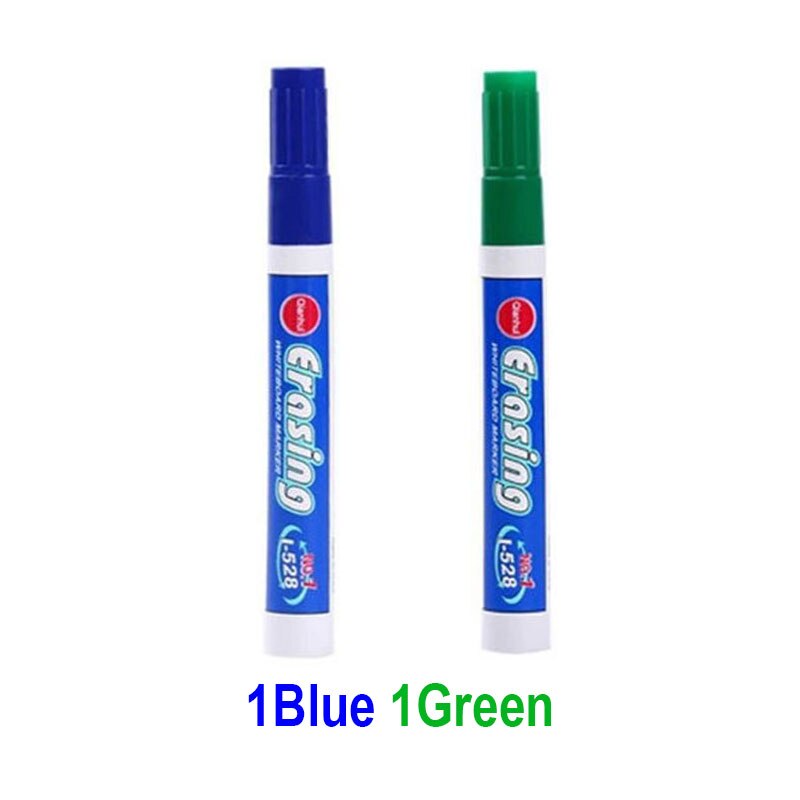 Stylos marqueurs effaçables de grande capacité, 4 couleurs, pour tableau blanc, écriture, fournitures de papeterie scolaires en classe: 1Blue 1Green