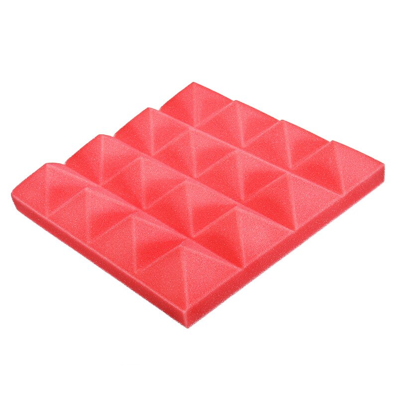 25 x 25 x 5cm akustisk kile lydisolering studio skum fliser pyramide super lydisolering lydisolering studie skum: Rød