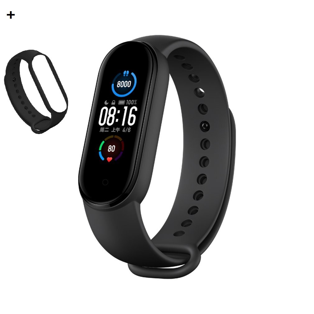 Newest Xiaomi Mi Band 5 Wristband 4 Color Heart Rate Fitness Tracker Bluetooth Sport Bracelet AMOLED Screen Miband 5: Black