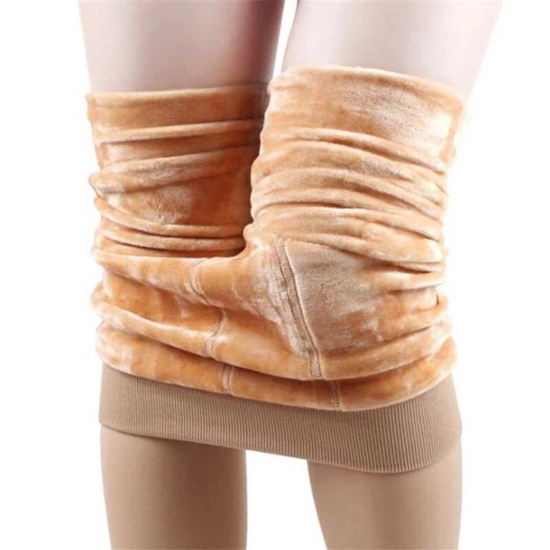 8 cores das mulheres collants inverno quente velo forrado calças de cintura alta feminino térmica elástico magro calças justas sólido cores: skin color