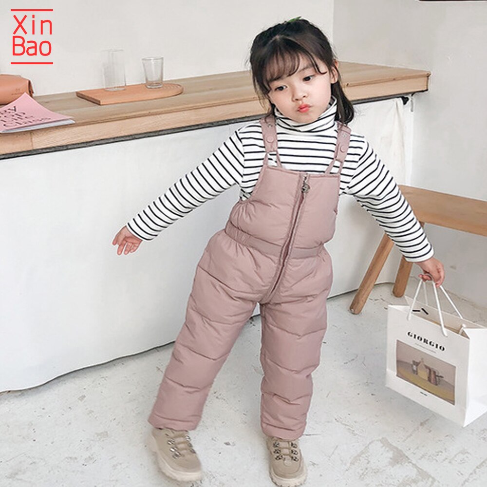 XINBAO Winter pants for girls suspender pants toddler baby kids Boys Children Cotton Leggings Warm Trousers Windproof thick