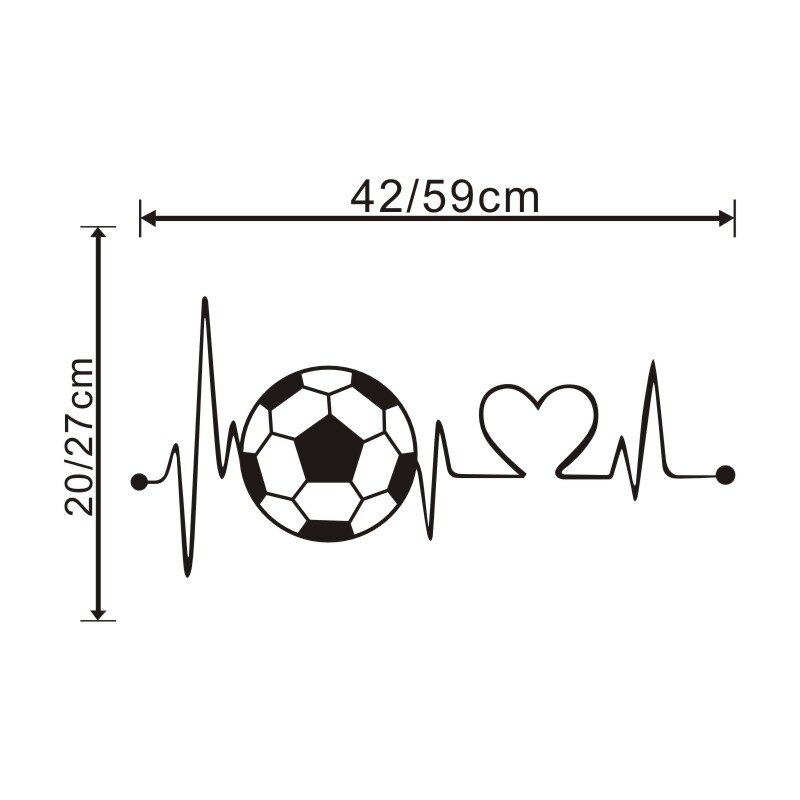 Fodbold heartbeat vægmærkat klistermærke til stue soveværelse baggrund vægdekoration kunst væg mærkat  t200602