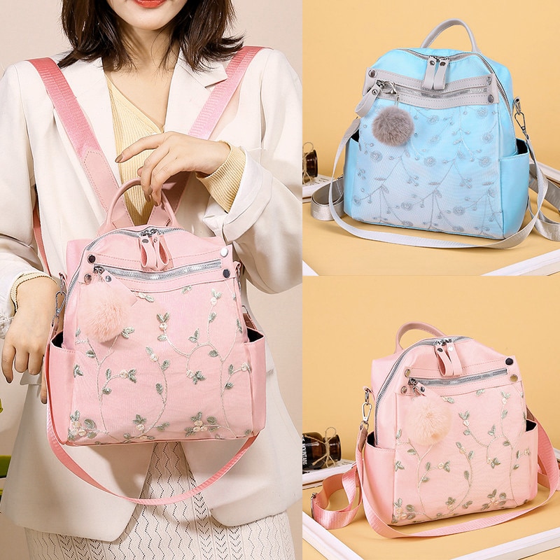 Women's Embroidery Backpack Luxury Multi-funtion Bag Casual Cute Shoulder Bag Girls Retro Bosla#G3