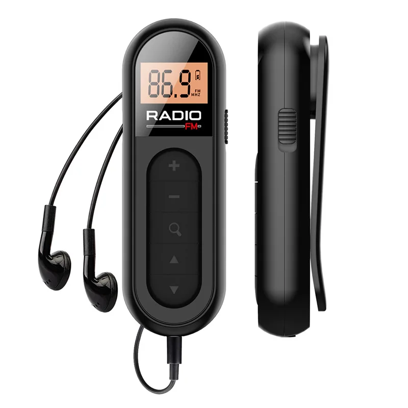 Mini Radio FM de bolsillo, receptor de Radio portátil de 76-108MHZ con retroiluminación, pantalla LCD, auriculares con cable de 3,5mm, compatible con carga tipo c: Verde