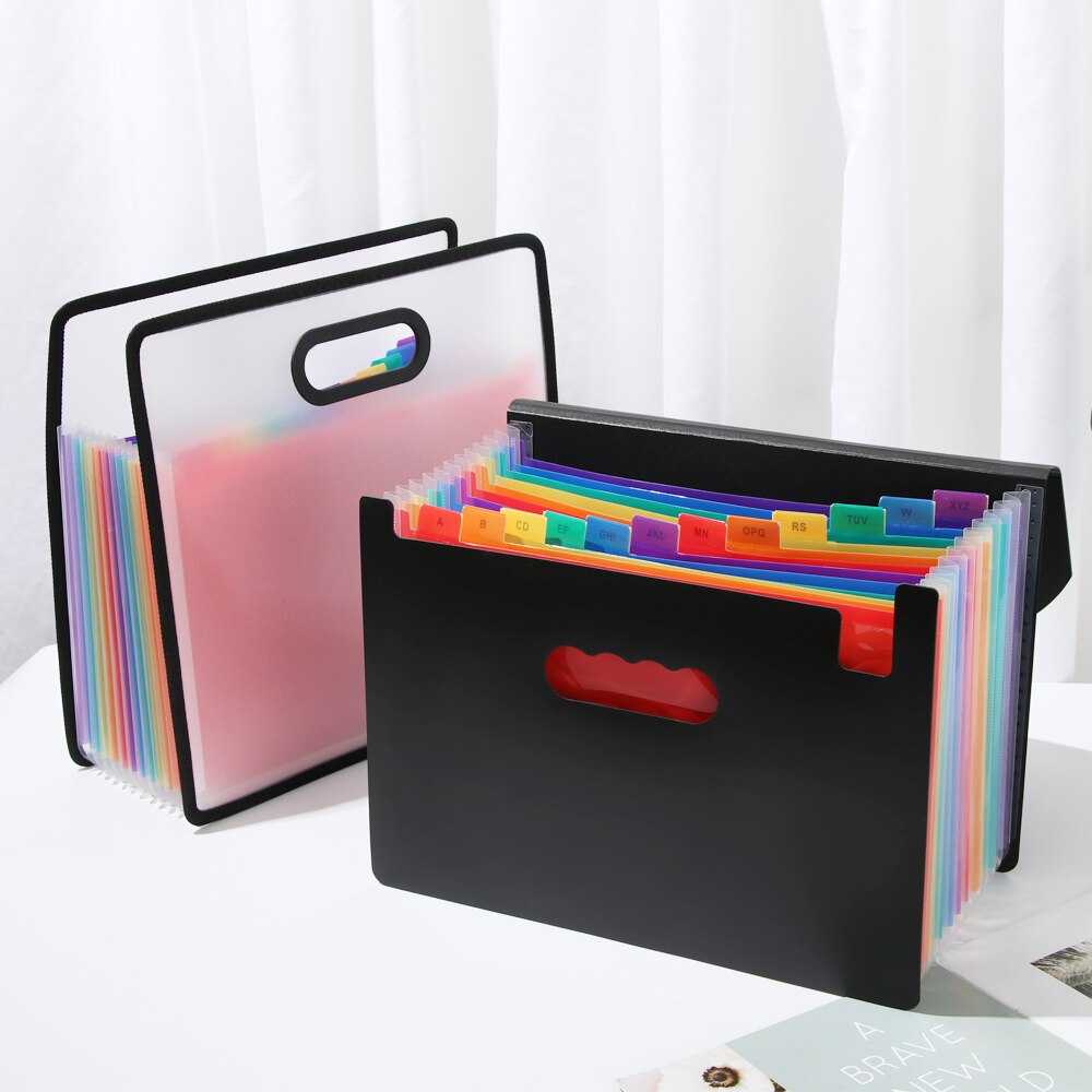 12/24/37 Pockets Rainbow Expanding File Folder A4 Document Holder Papers Classify Organ Bag Office Filing Briefcase Organizer