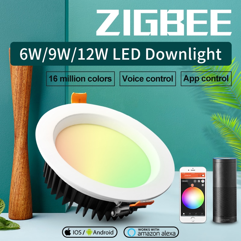 Zigbee led downlight smart home light link rgbcct led dæmpbar lampe arbejde med smartthings hue gateway