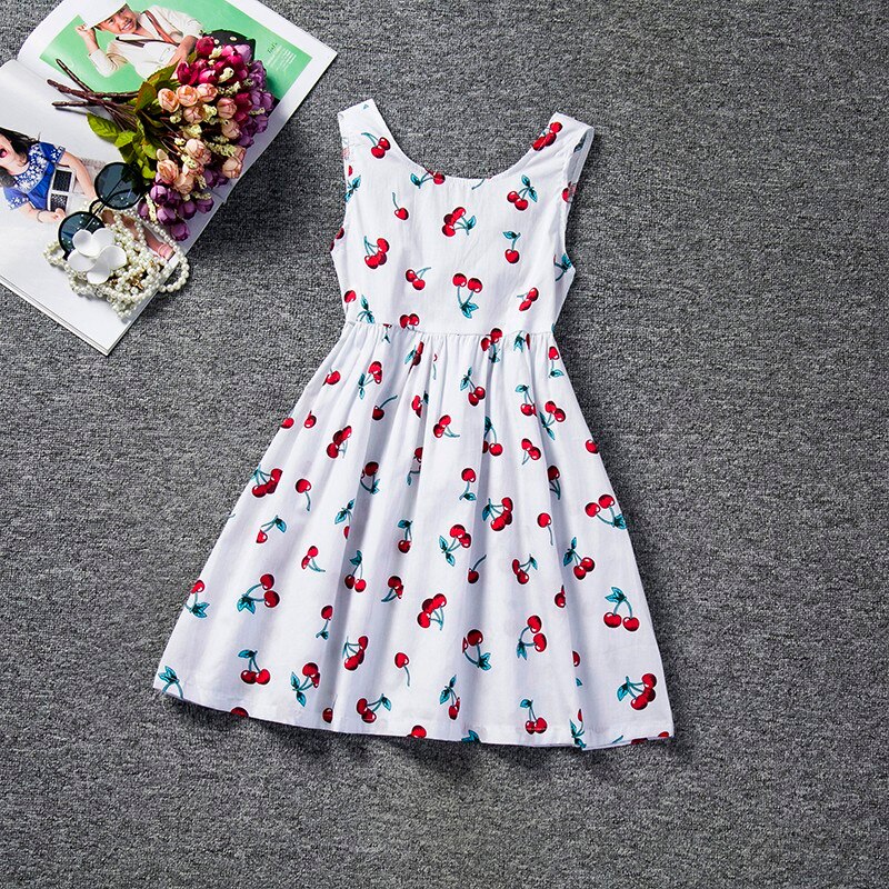 Vestidos de flores de verano para niñas, ropa informal sin mangas de encaje a la para niños de 3 a 8 años, vestidos de princesa de: white / 3 años