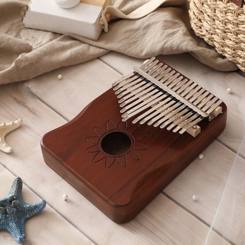 Kalimba 17 Key Thumb Piano Solid Wood Mahogany Mbira Body Musical Instruments Africa Finger Piano With Learning Book Calimba: F