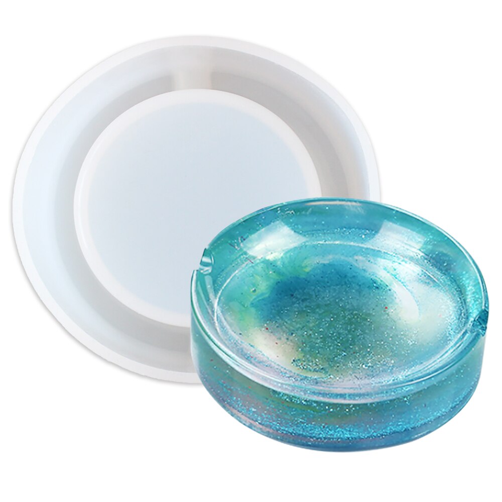 Cenicero transparente de resina UV para manualidades, 1 unidad, resina epoxi de silicona, combinación de moldes para DIY, accesorios de joyería: Circular