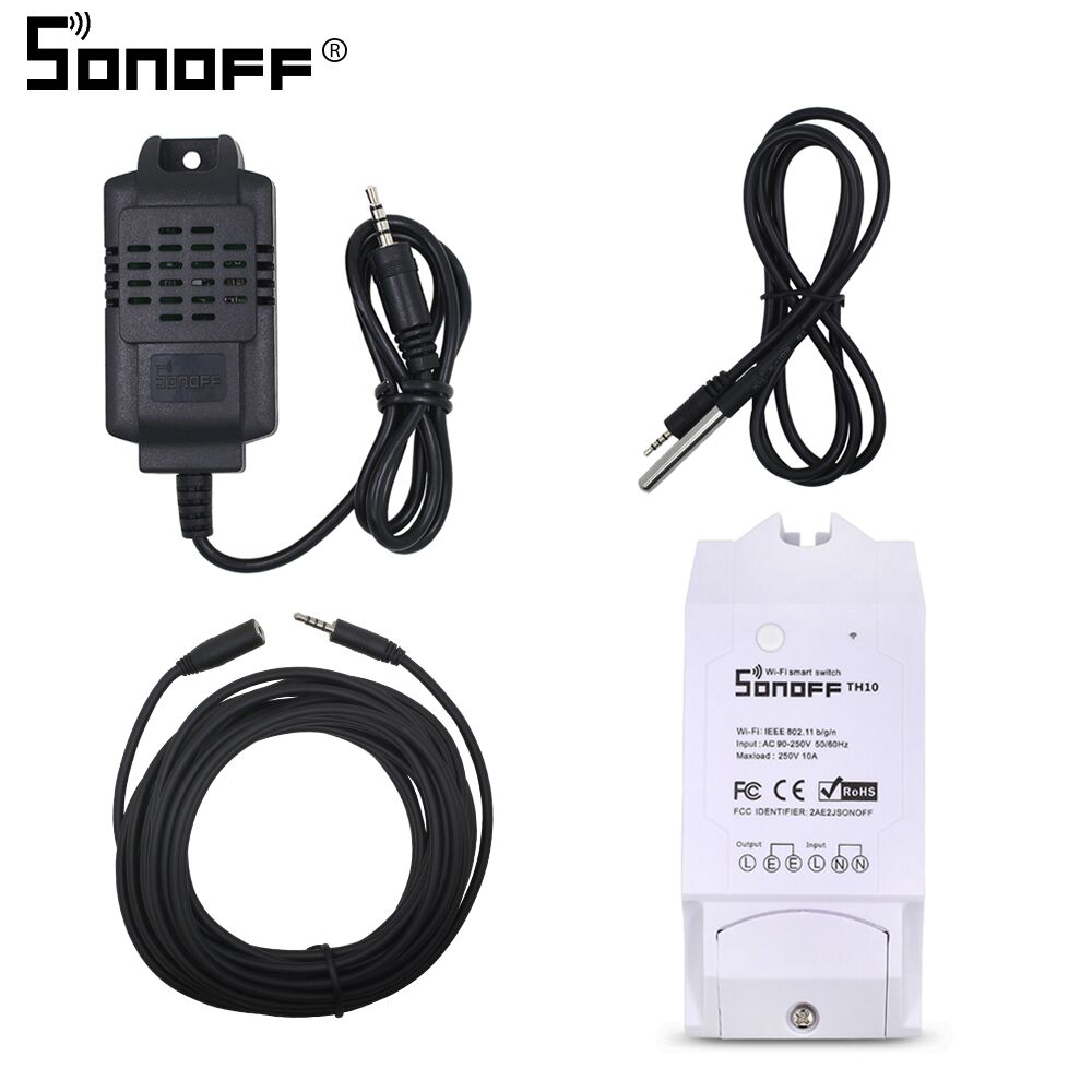 SONOFF TH10/TH16 DS18B20/SI7021/Al560 Temperatue Humidity Sensor Extension Cable Monitor Wireless Wifi Smart Light Switch Alexa: th10 with all