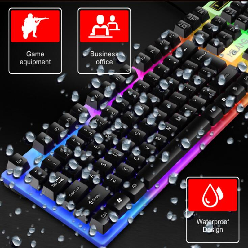 USB Wired Gaming Colorful Luminous Backlit Keyboard and Mouse Set Backlit Keyboard and Mouse Kit for Home Office Gamer Computer