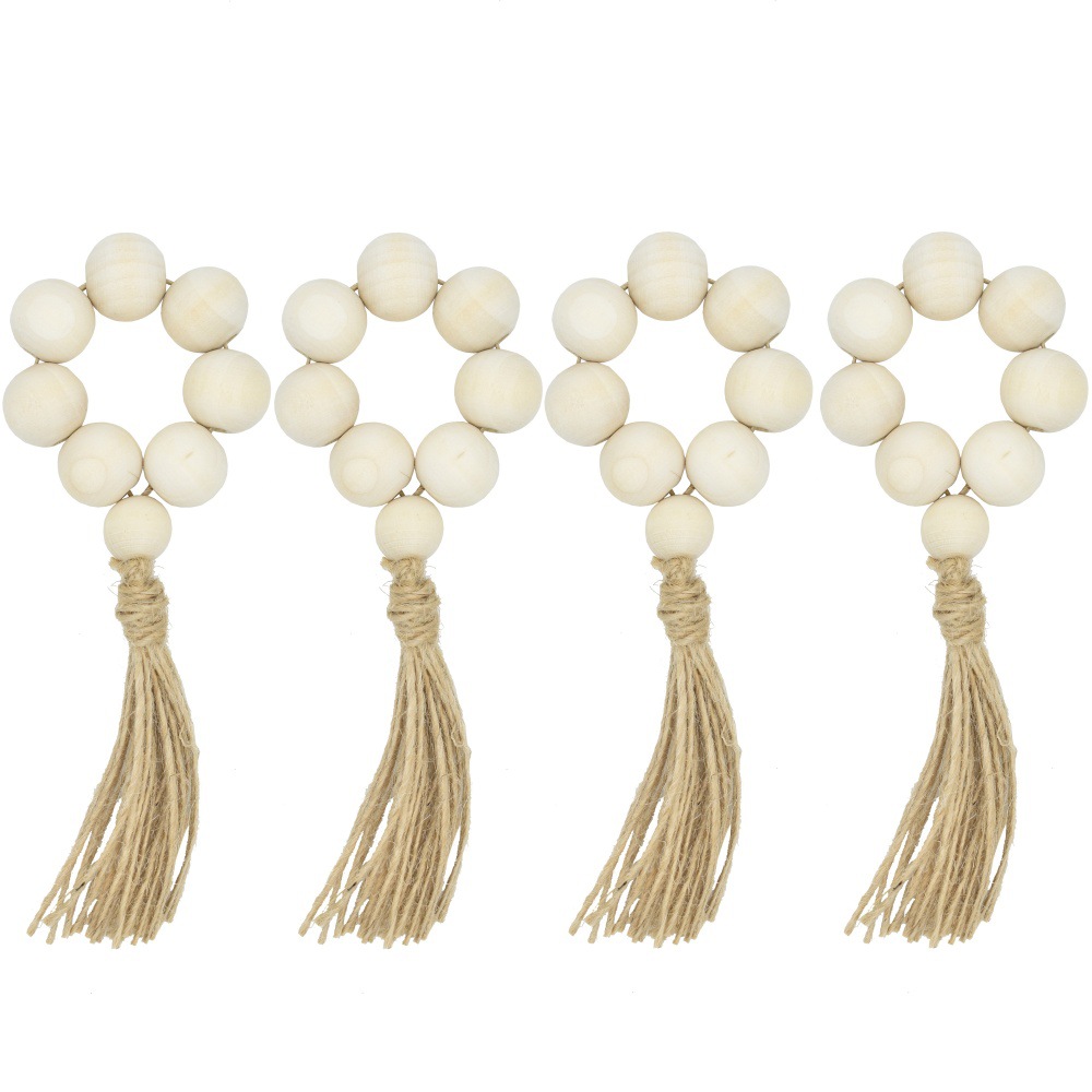 4 Uds Natural hecho a mano de madera servilleta Porta anillos para de bodas Hotel decoración Decoración de mesa de cena nueva: A