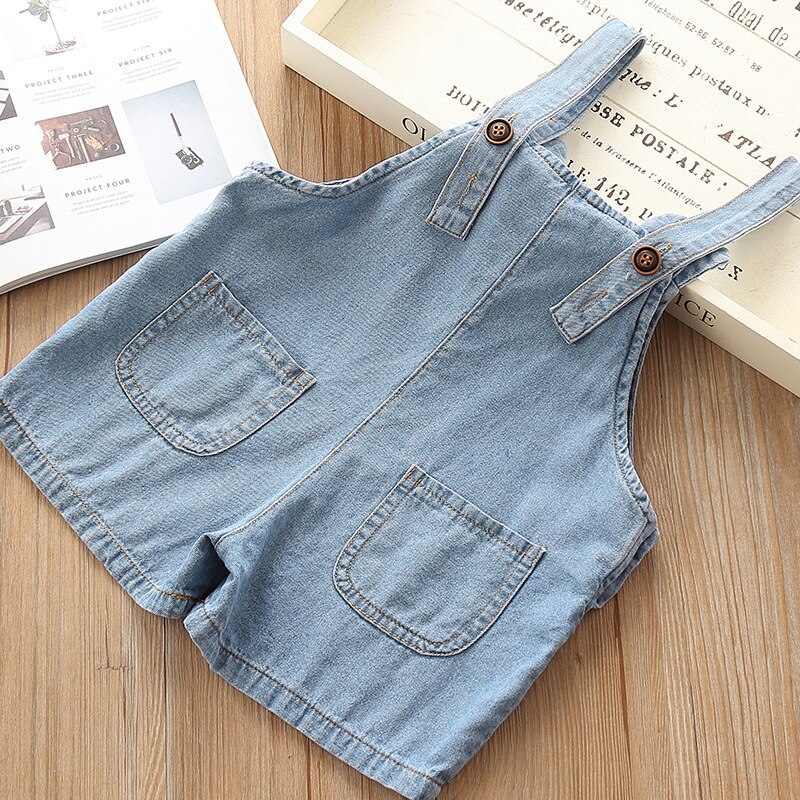 DFXD Summer Baby Denim Overalls Pants Toddler Boys Girls Solid Loose Jeans Suspender Trousers Children&#39;s Bib Pants 1-5T