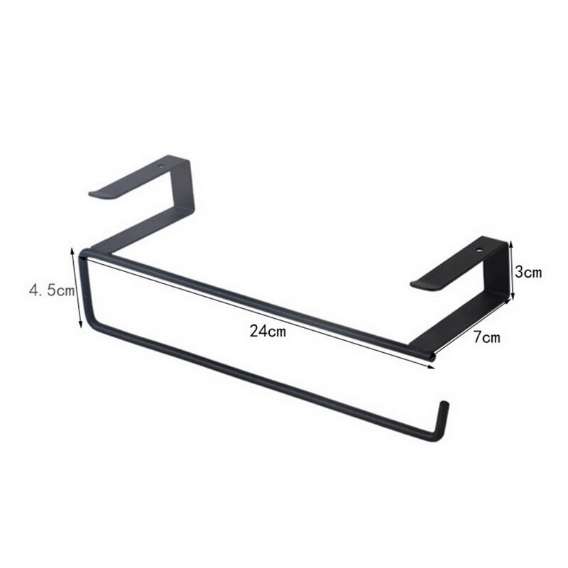Keuken Tissue Houder Opknoping Badkamer Toiletpapier Handdoekhouder Rack Keuken Papierrolhouder Toiletpapier Stand Handdoek: black 24cm