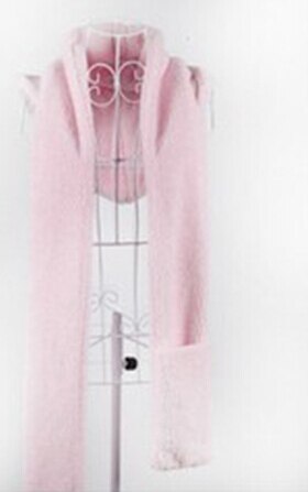 3 in 1 Women Winter Hood Scarf Hat Glove Set Warm Soft Snood Pocket Hooded Srarves Women Scarf Hat Glove For Girl: pink