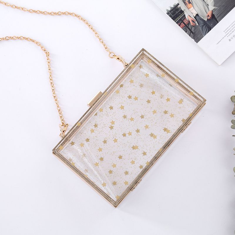 acrylique Transparent pochette femmes portefeuille sac à main paillettes étoile épaule sacs de messager de mariage fête jour pochette sac à main boîte