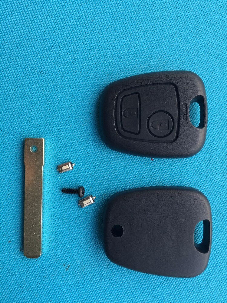 1pc udskiftningsetui til citroen  c1 c2 c3 c5 2 knapper fjernbetjening nøglering skal mikrokontakter uskårne  va2 blade uden logo autodel
