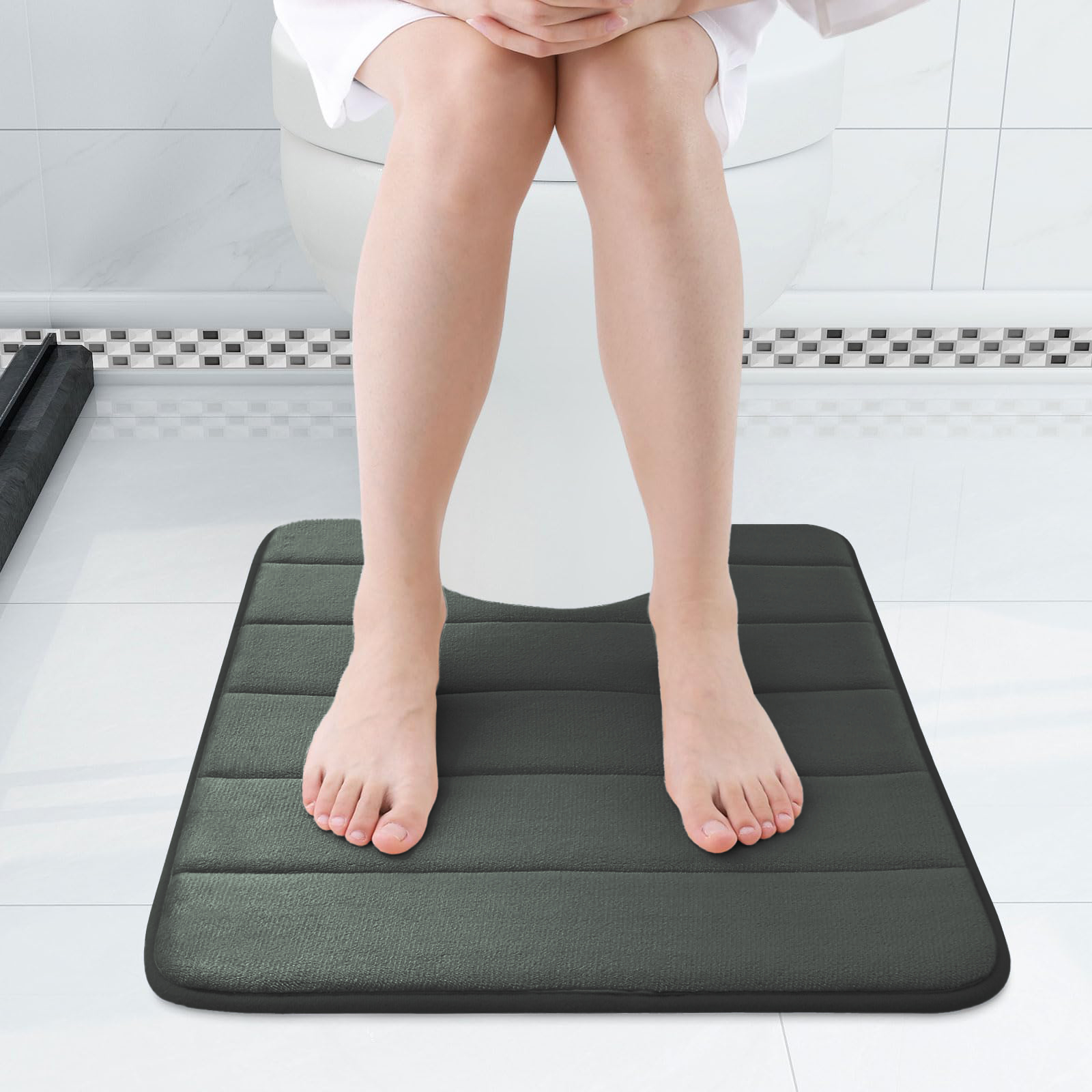 U-Shaped Bath Toilet Mat Anti-slip Memory Foam Rug Soft Comfortable Absorbent Bathroom Shower Mats for Bath Toilet Floor Rug